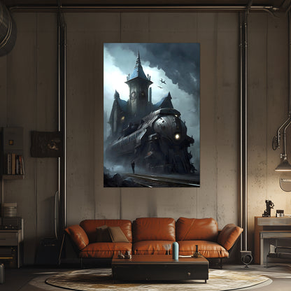 Fantasy Train Poster – Darkmist Phantom | Awe-Inspiring Wall Art for Sci-Fi & Fantasy Train Enthusiasts | Unique and Exclusive Artwork