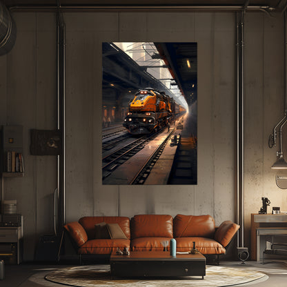 Diesel Train Poster – Blazerush Hauler | Awe-Inspiring Wall Art for Sci-Fi & Fantasy Train Enthusiasts | Unique and Exclusive Artwork