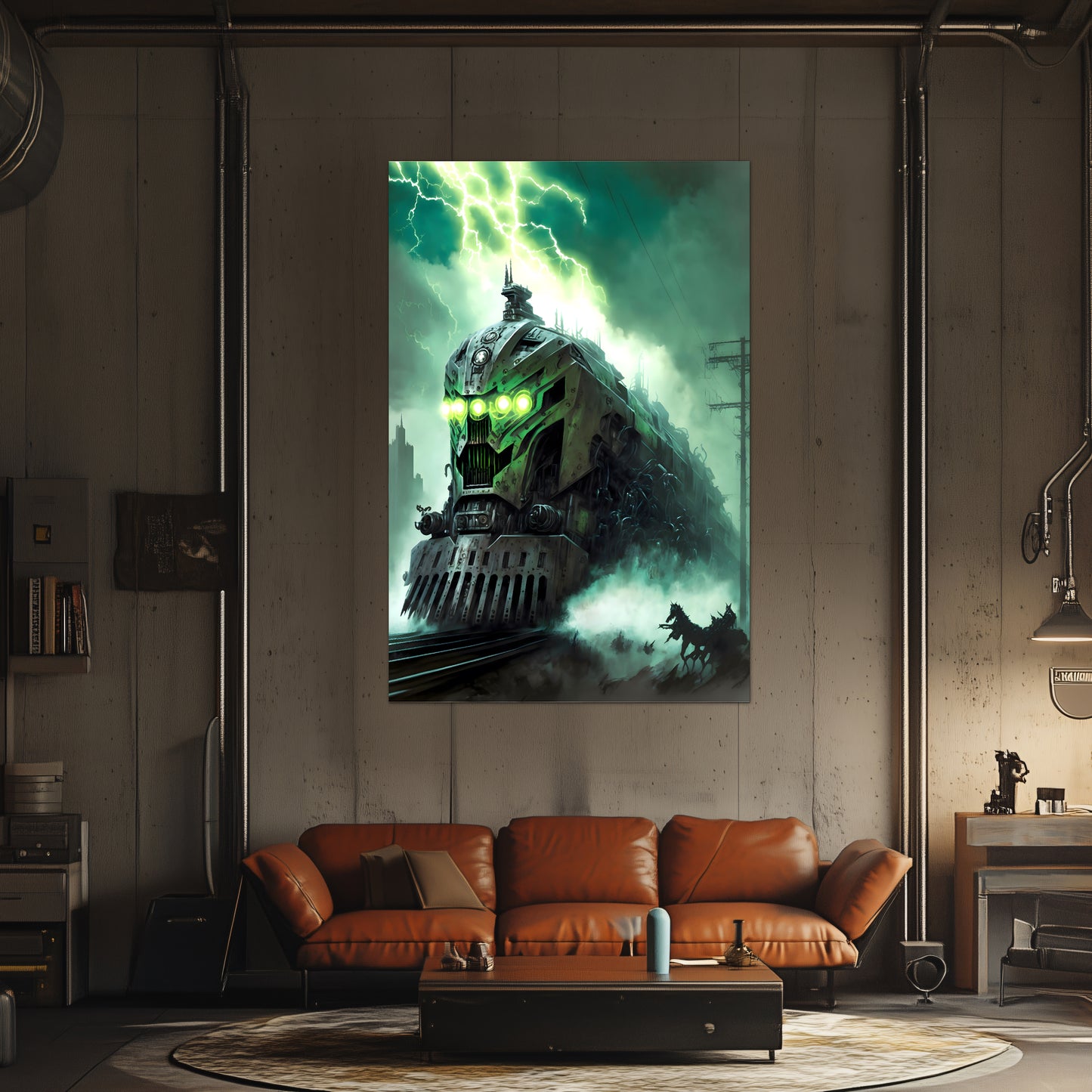 Zombie Train Poster – Hellforge Executor | Awe-Inspiring Wall Art for Sci-Fi & Fantasy Train Enthusiasts | Unique and Exclusive Artwork