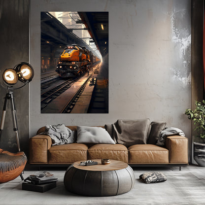 Diesel Train Poster – Blazerush Hauler | Awe-Inspiring Wall Art for Sci-Fi & Fantasy Train Enthusiasts | Unique and Exclusive Artwork