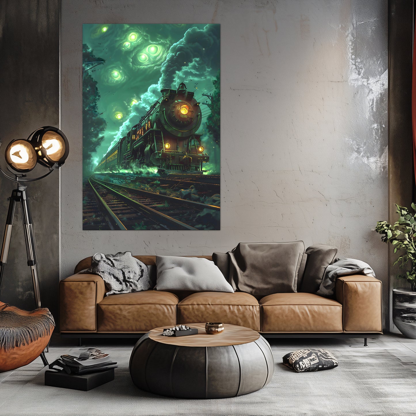 Fantasy Train Poster – The Emerald Phantom | Awe-Inspiring Wall Art for Sci-Fi & Fantasy Train Enthusiasts | Unique and Exclusive Artwork