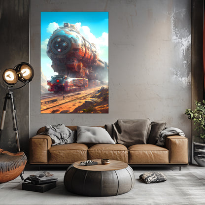 Post-Apocalyptic Train Poster – Arcanum Carrier | Awe-Inspiring Wall Art for Sci-Fi & Fantasy Train Enthusiasts | Unique and Exclusive Artwork