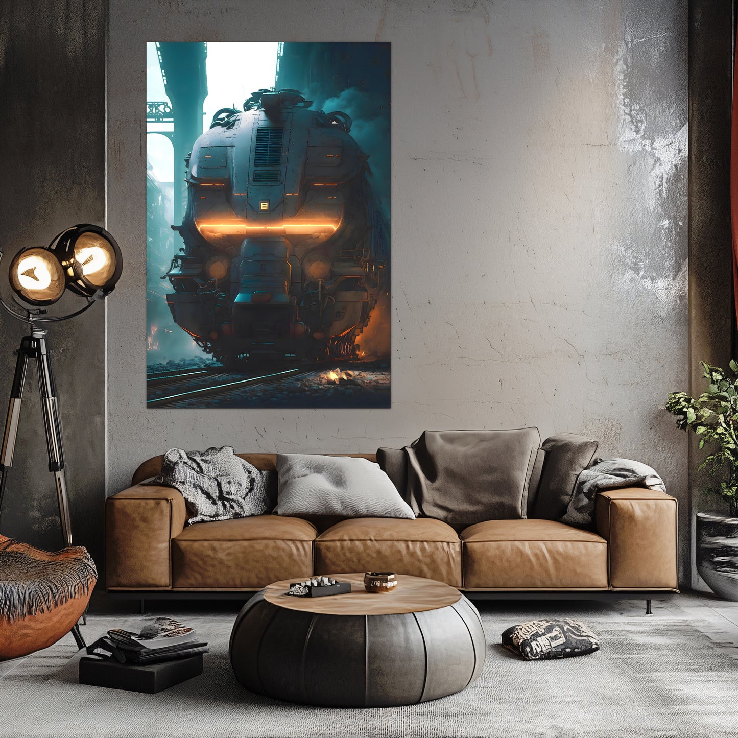 Cyberpunk Train Poster – Dreadpulse  Omnihauler | Awe-Inspiring Wall Art for Sci-Fi & Fantasy Train Enthusiasts | Unique and Exclusive Artwork