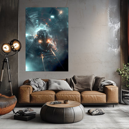 Cyberpunk Train Poster – Nightblade Crusader | Awe-Inspiring Wall Art for Sci-Fi & Fantasy Train Enthusiasts | Unique and Exclusive Artwork