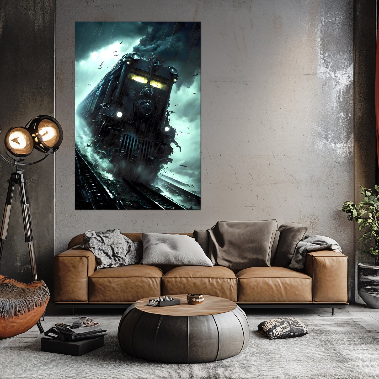Zombie Train Poster – The Grim Hauler | Awe-Inspiring Wall Art for Sci-Fi & Fantasy Train Enthusiasts | Unique and Exclusive Artwork