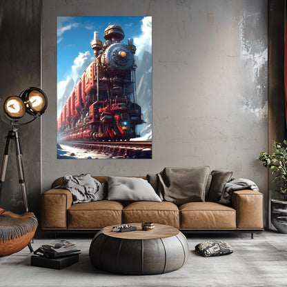 Post-Apocalyptic Train Poster – Colonial Colossus | Awe-Inspiring Wall Art for Sci-Fi & Fantasy Train Enthusiasts | Unique and Exclusive Artwork