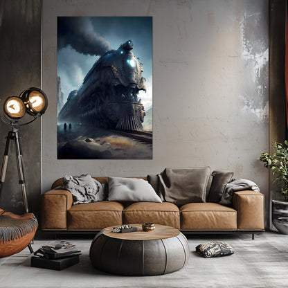 Dystopia Train Poster – Titanforge Paladin | Awe-Inspiring Wall Art for Sci-Fi & Fantasy Train Enthusiasts | Unique and Exclusive Artwork