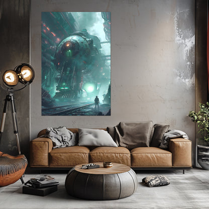 Cyberpunk Train Poster – Epitome One | Awe-Inspiring Wall Art for Sci-Fi & Fantasy Train Enthusiasts | Unique and Exclusive Artwork