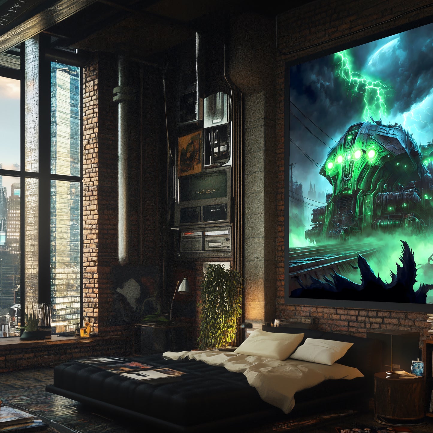 Zombie Train Poster – The Warp Architect | Awe-Inspiring Wall Art for Sci-Fi & Fantasy Train Enthusiasts | Unique and Exclusive Artwork