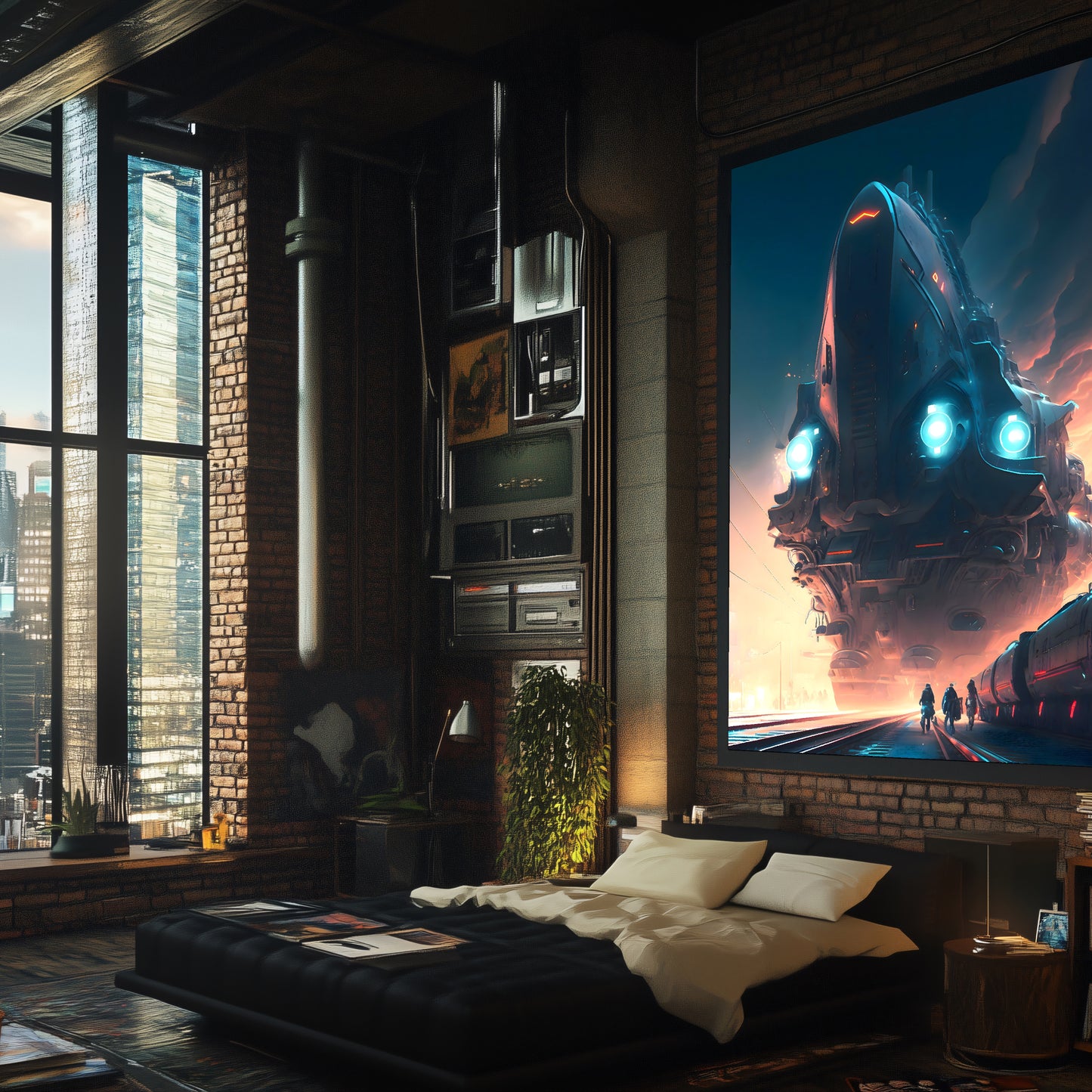Cyberpunk Train Poster – Hyperion Elysian Metrocore | Awe-Inspiring Wall Art for Sci-Fi & Fantasy Train Enthusiasts | Unique and Exclusive Artwork