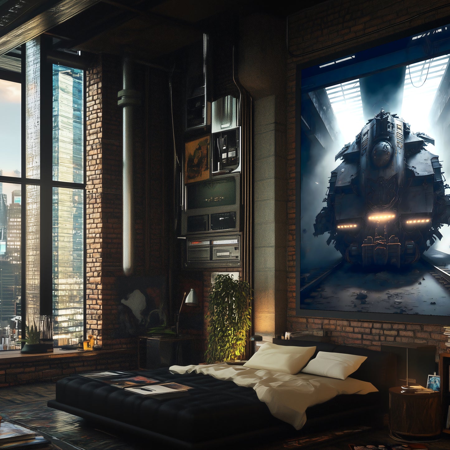 Diesel Train Poster – Aeternum Custos | Awe-Inspiring Wall Art for Sci-Fi & Fantasy Train Enthusiasts | Unique and Exclusive Artwork
