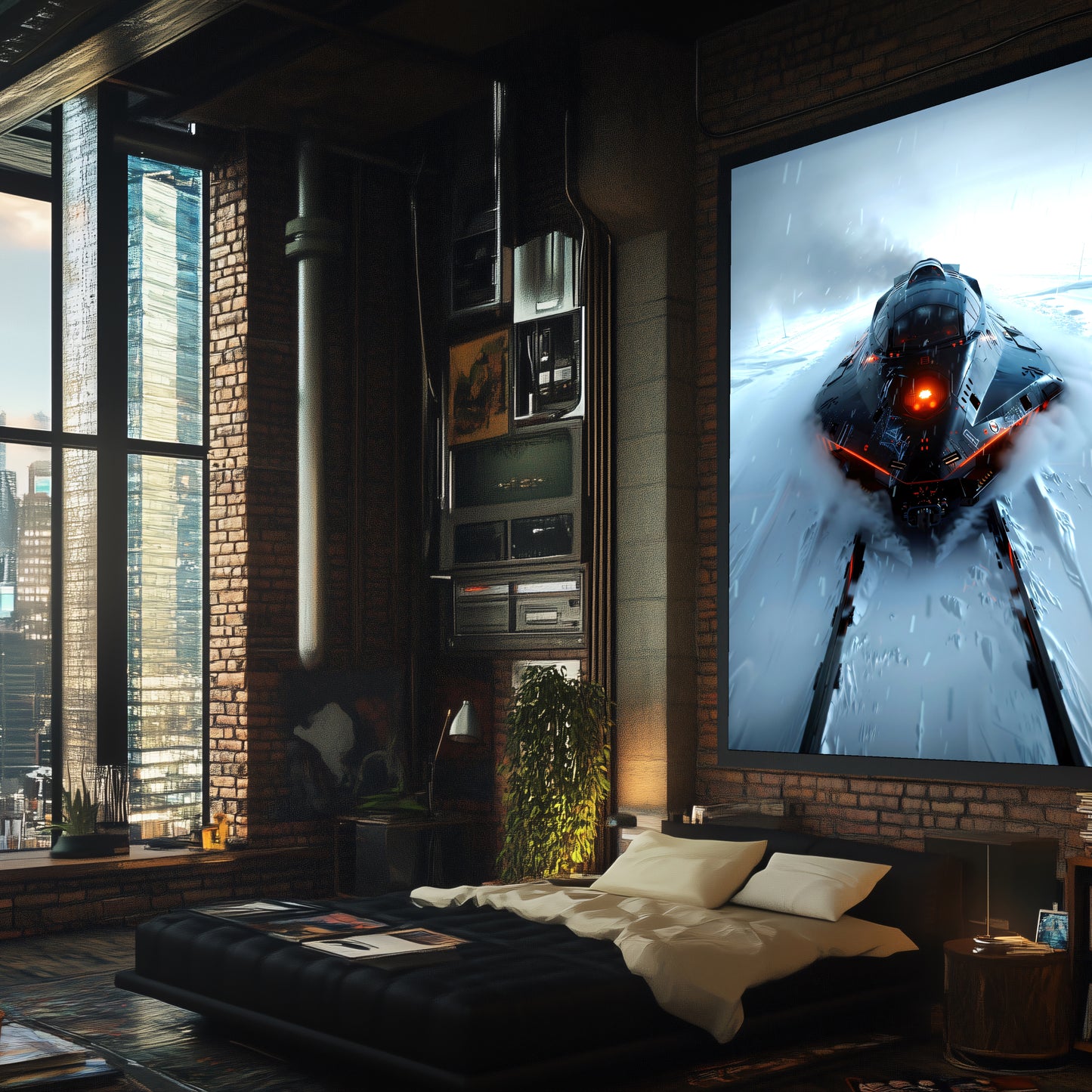 Cyberpunk Train Poster – The Demon's Dagger | Awe-Inspiring Wall Art for Sci-Fi & Fantasy Train Enthusiasts | Unique and Exclusive Artwork