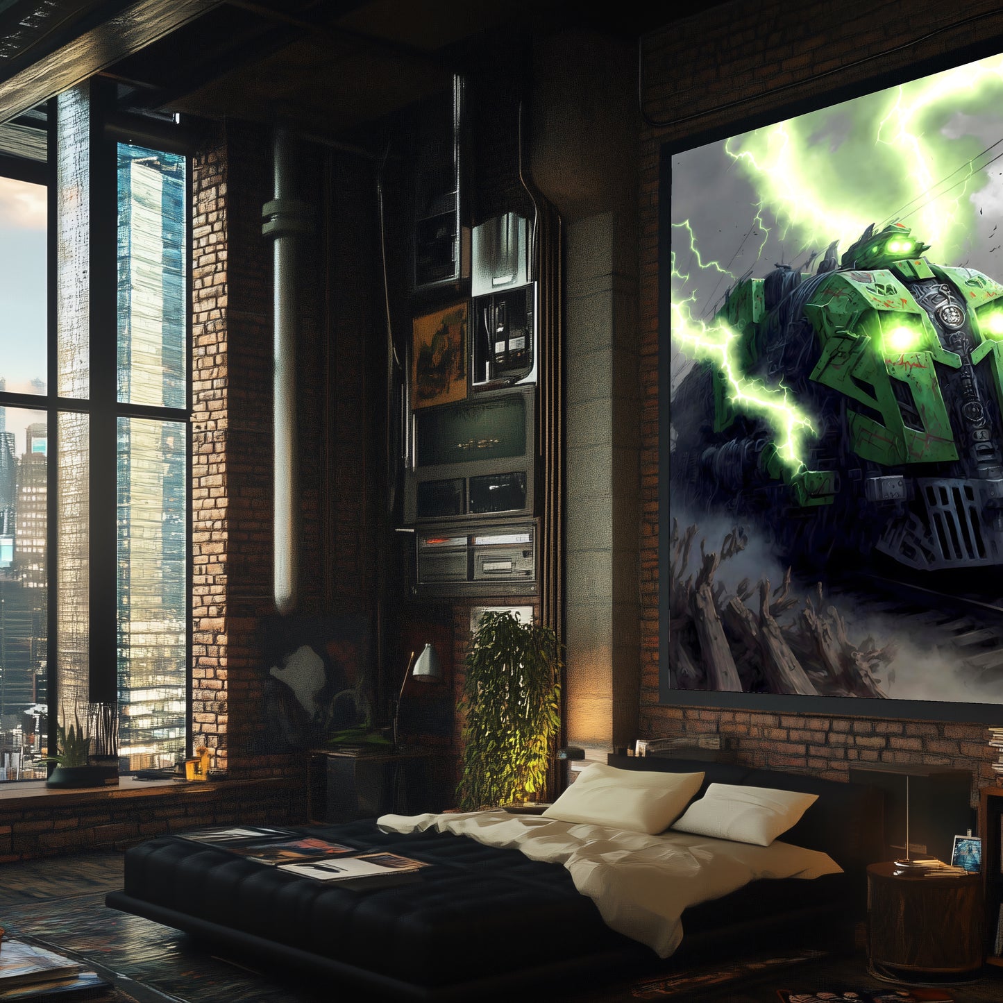 Zombie Train Poster – Shadowbane Revenant | Awe-Inspiring Wall Art for Sci-Fi & Fantasy Train Enthusiasts | Unique and Exclusive Artwork