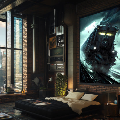 Zombie Train Poster – The Grim Hauler | Awe-Inspiring Wall Art for Sci-Fi & Fantasy Train Enthusiasts | Unique and Exclusive Artwork