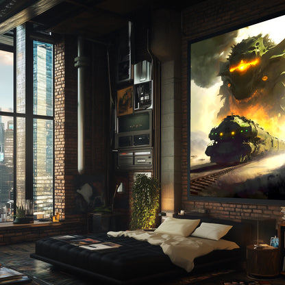 Fantasy Train Poster – Viridian Wyrmhauler | Awe-Inspiring Wall Art for Sci-Fi & Fantasy Train Enthusiasts | Unique and Exclusive Artwork