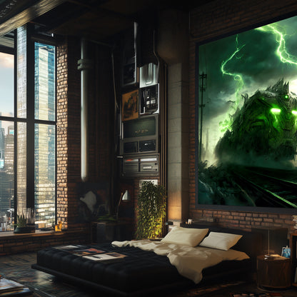 Zombie Train Poster – Wraithstorm Oppressor | Awe-Inspiring Wall Art for Sci-Fi & Fantasy Train Enthusiasts | Unique and Exclusive Artwork