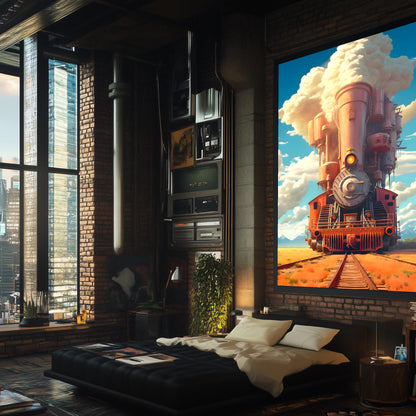 Steampunk Train Poster – Buffalo | Awe-Inspiring Wall Art for Sci-Fi & Fantasy Train Enthusiasts | Unique and Exclusive Artwork