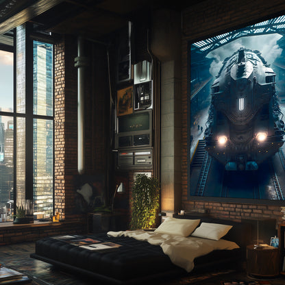 Diesel Train Poster – Rex Temporis | Awe-Inspiring Wall Art for Sci-Fi & Fantasy Train Enthusiasts | Unique and Exclusive Artwork