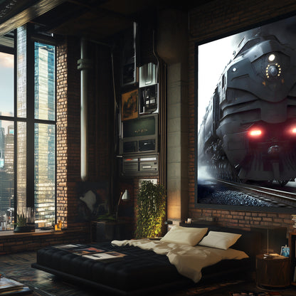 Dystopia Train Poster – Grimbringer Thunderclad | Awe-Inspiring Wall Art for Sci-Fi & Fantasy Train Enthusiasts | Unique and Exclusive Artwork