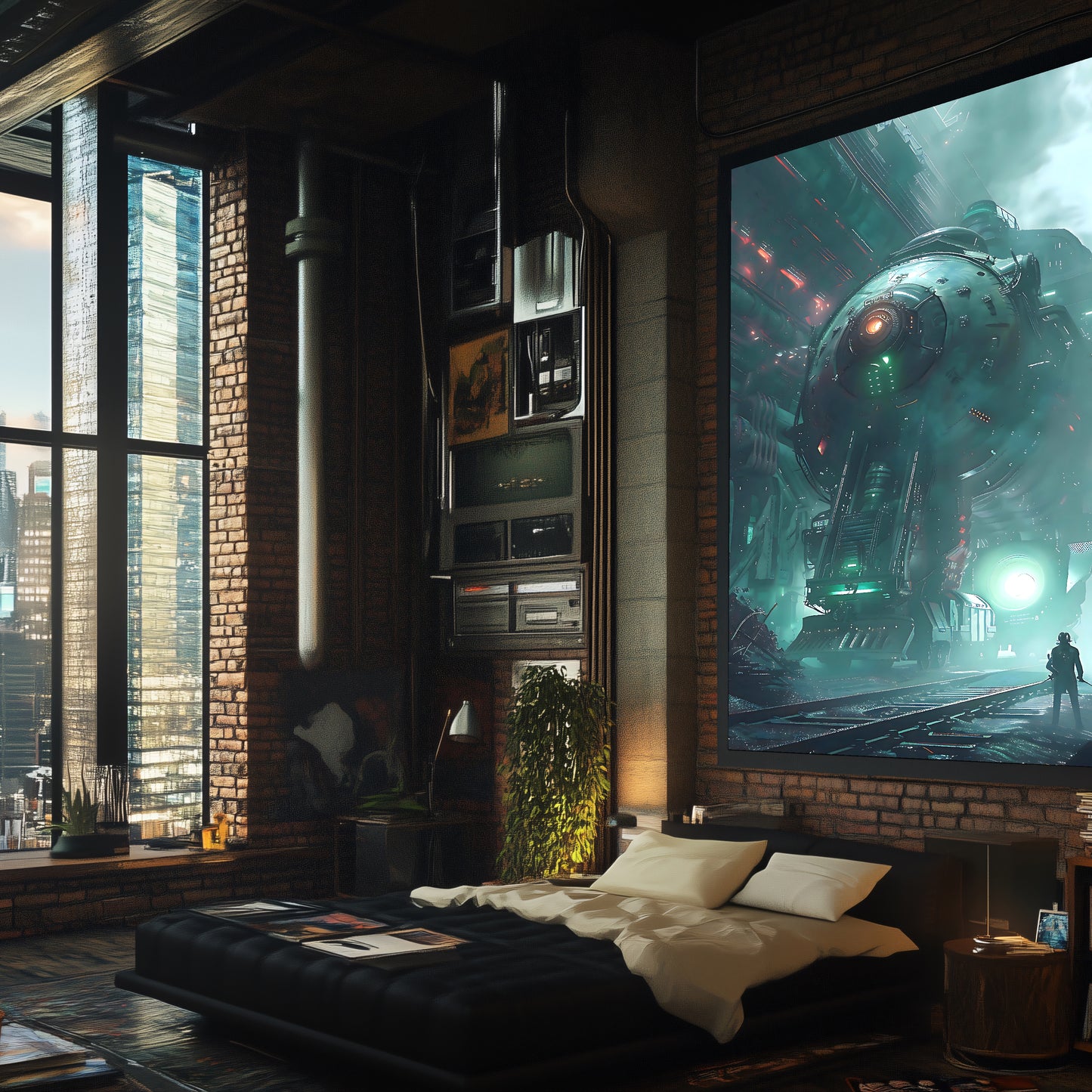 Cyberpunk Train Poster – Epitome One | Awe-Inspiring Wall Art for Sci-Fi & Fantasy Train Enthusiasts | Unique and Exclusive Artwork