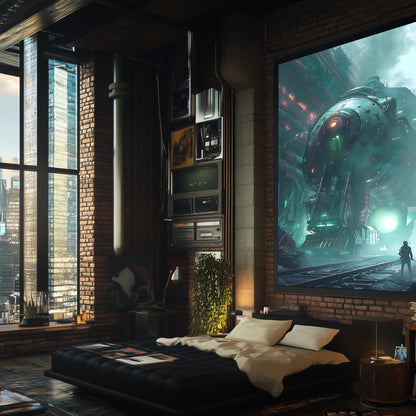 Cyberpunk Train Poster – Epitome One | Awe-Inspiring Wall Art for Sci-Fi & Fantasy Train Enthusiasts | Unique and Exclusive Artwork