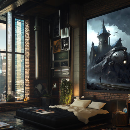 Fantasy Train Poster – Darkmist Phantom | Awe-Inspiring Wall Art for Sci-Fi & Fantasy Train Enthusiasts | Unique and Exclusive Artwork