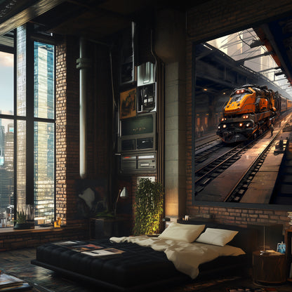Diesel Train Poster – Blazerush Hauler | Awe-Inspiring Wall Art for Sci-Fi & Fantasy Train Enthusiasts | Unique and Exclusive Artwork