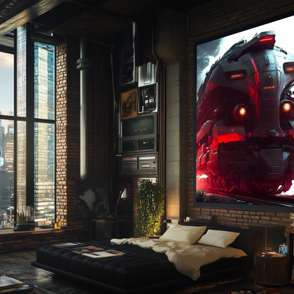 Dystopia Train Poster – Redstorm Vanguard | Awe-Inspiring Wall Art for Sci-Fi & Fantasy Train Enthusiasts | Unique and Exclusive Artwork