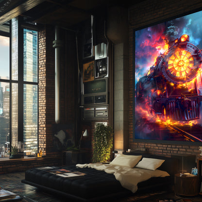 Steampunk Train Poster – Eternal Engine | Awe-Inspiring Wall Art for Sci-Fi & Fantasy Train Enthusiasts | Unique and Exclusive Artwork