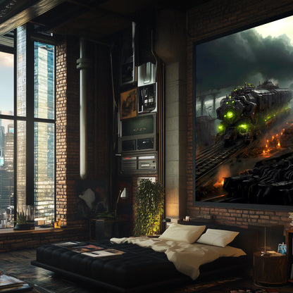 Zombie Train Poster – Dreadcrave Collector | Awe-Inspiring Wall Art for Sci-Fi & Fantasy Train Enthusiasts | Unique and Exclusive Artwork
