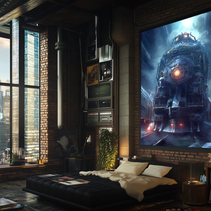 Post-Apocalyptic Train Poster – Winterborn Thunderheart | Awe-Inspiring Wall Art for Sci-Fi & Fantasy Train Enthusiasts | Unique and Exclusive Artwork