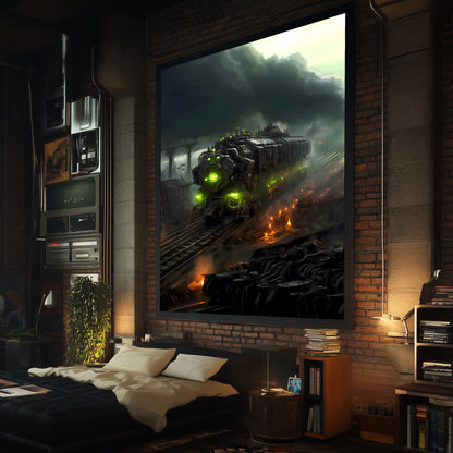 Zombie Train Poster – Dreadcrave Collector | Awe-Inspiring Wall Art for Sci-Fi & Fantasy Train Enthusiasts | Unique and Exclusive Artwork
