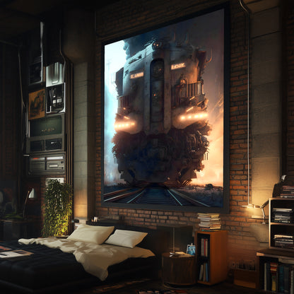 Diesel Train Poster – Warhound Mk IV | Awe-Inspiring Wall Art for Sci-Fi & Fantasy Train Enthusiasts | Unique and Exclusive Artwork