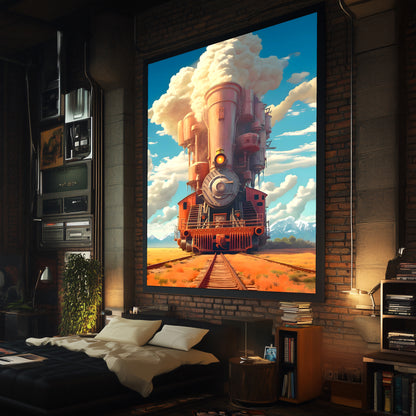 Steampunk Train Poster – Buffalo | Awe-Inspiring Wall Art for Sci-Fi & Fantasy Train Enthusiasts | Unique and Exclusive Artwork