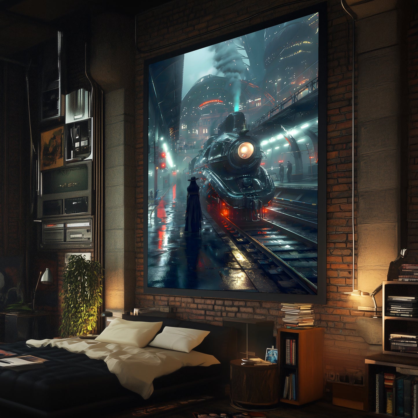 Dystopia Train Poster – Solarwind Express | Awe-Inspiring Wall Art for Sci-Fi & Fantasy Train Enthusiasts | Unique and Exclusive Artwork