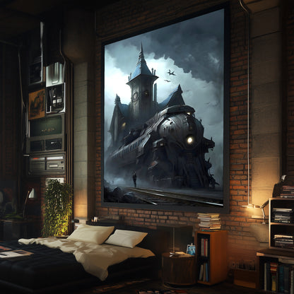 Fantasy Train Poster – Darkmist Phantom | Awe-Inspiring Wall Art for Sci-Fi & Fantasy Train Enthusiasts | Unique and Exclusive Artwork