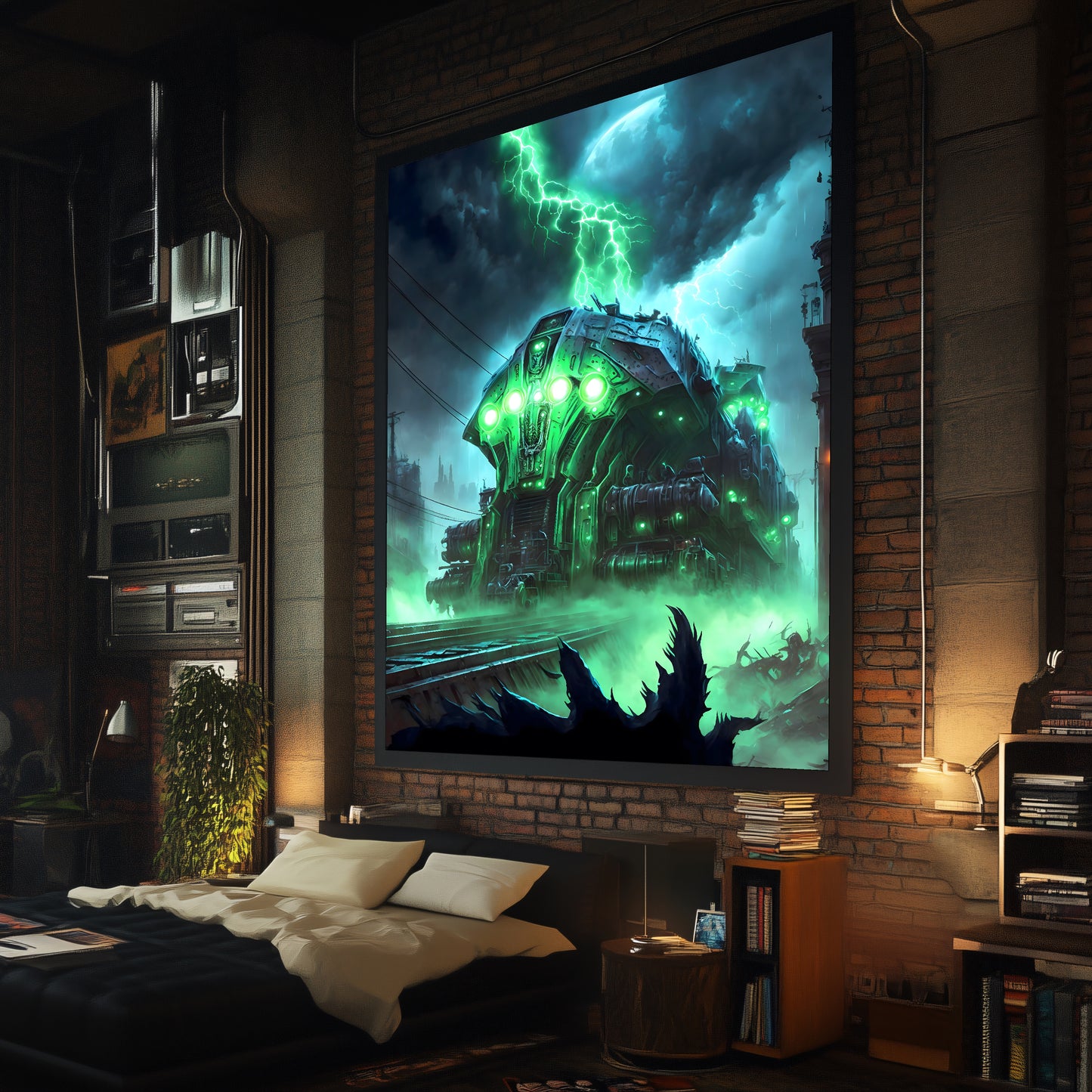 Zombie Train Poster – The Warp Architect | Awe-Inspiring Wall Art for Sci-Fi & Fantasy Train Enthusiasts | Unique and Exclusive Artwork