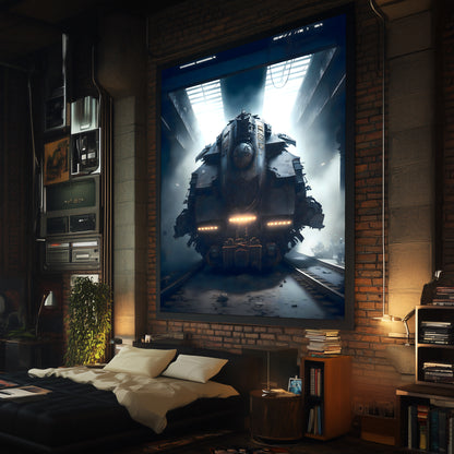 Diesel Train Poster – Aeternum Custos | Awe-Inspiring Wall Art for Sci-Fi & Fantasy Train Enthusiasts | Unique and Exclusive Artwork