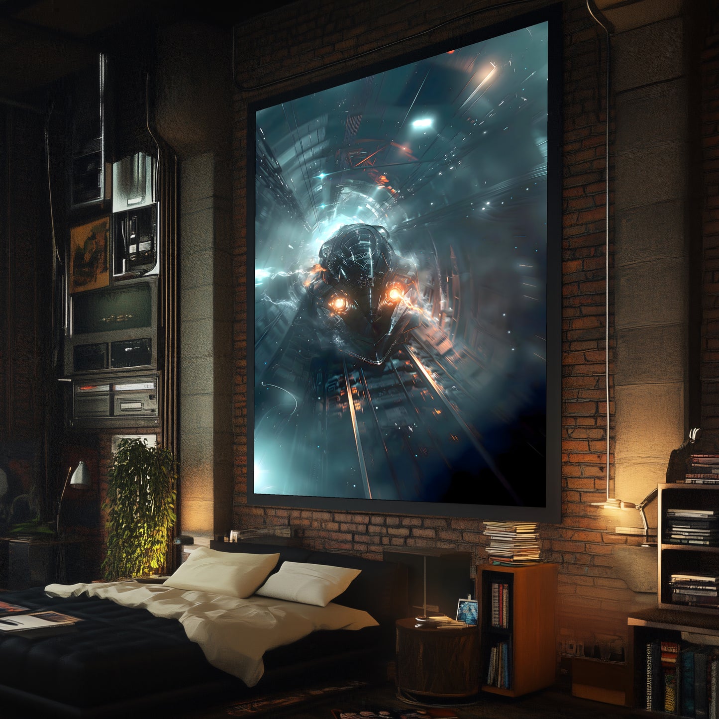 Cyberpunk Train Poster – Nightblade Crusader | Awe-Inspiring Wall Art for Sci-Fi & Fantasy Train Enthusiasts | Unique and Exclusive Artwork