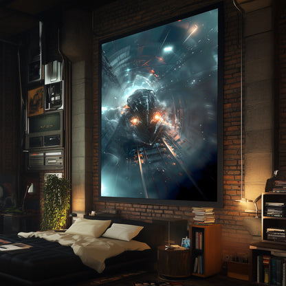 Cyberpunk Train Poster – Nightblade Crusader | Awe-Inspiring Wall Art for Sci-Fi & Fantasy Train Enthusiasts | Unique and Exclusive Artwork