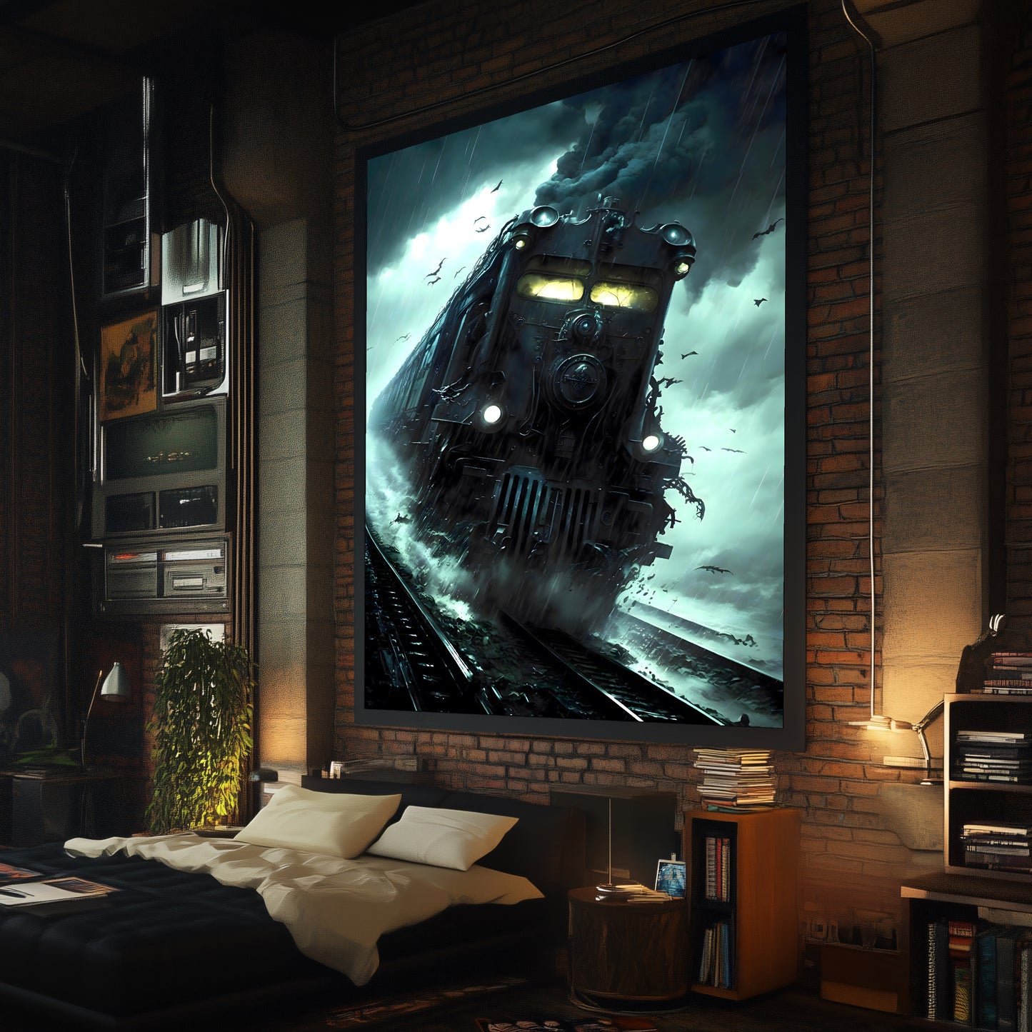 Zombie Train Poster – The Grim Hauler | Awe-Inspiring Wall Art for Sci-Fi & Fantasy Train Enthusiasts | Unique and Exclusive Artwork