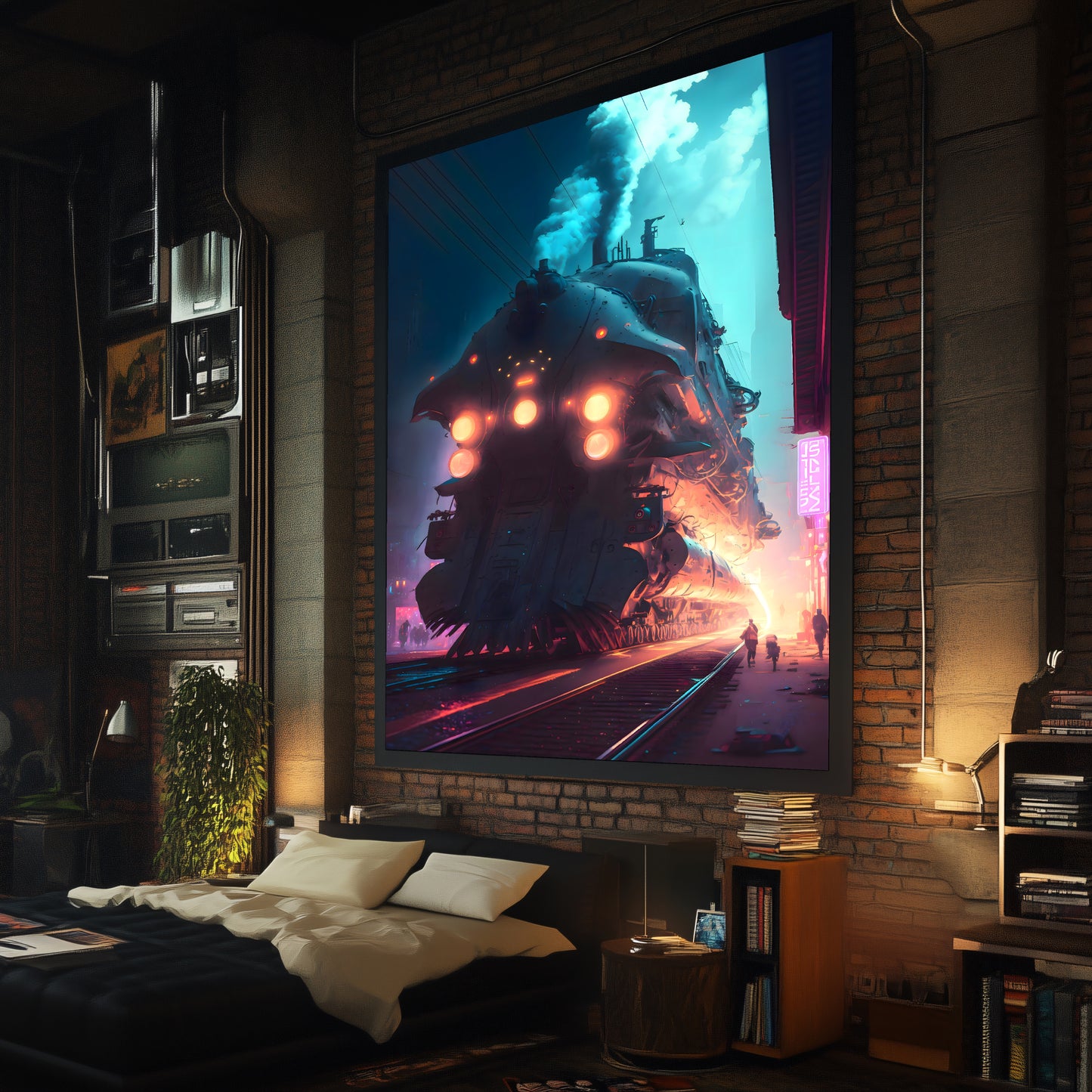 Cyberpunk Train Poster – Chromeshell Nightcrawler | Awe-Inspiring Wall Art for Sci-Fi & Fantasy Train Enthusiasts | Unique and Exclusive Artwork