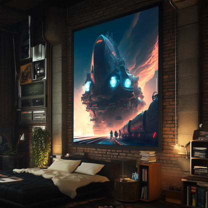 Cyberpunk Train Poster – Hyperion Elysian Metrocore | Awe-Inspiring Wall Art for Sci-Fi & Fantasy Train Enthusiasts | Unique and Exclusive Artwork