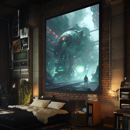 Cyberpunk Train Poster – Epitome One | Awe-Inspiring Wall Art for Sci-Fi & Fantasy Train Enthusiasts | Unique and Exclusive Artwork