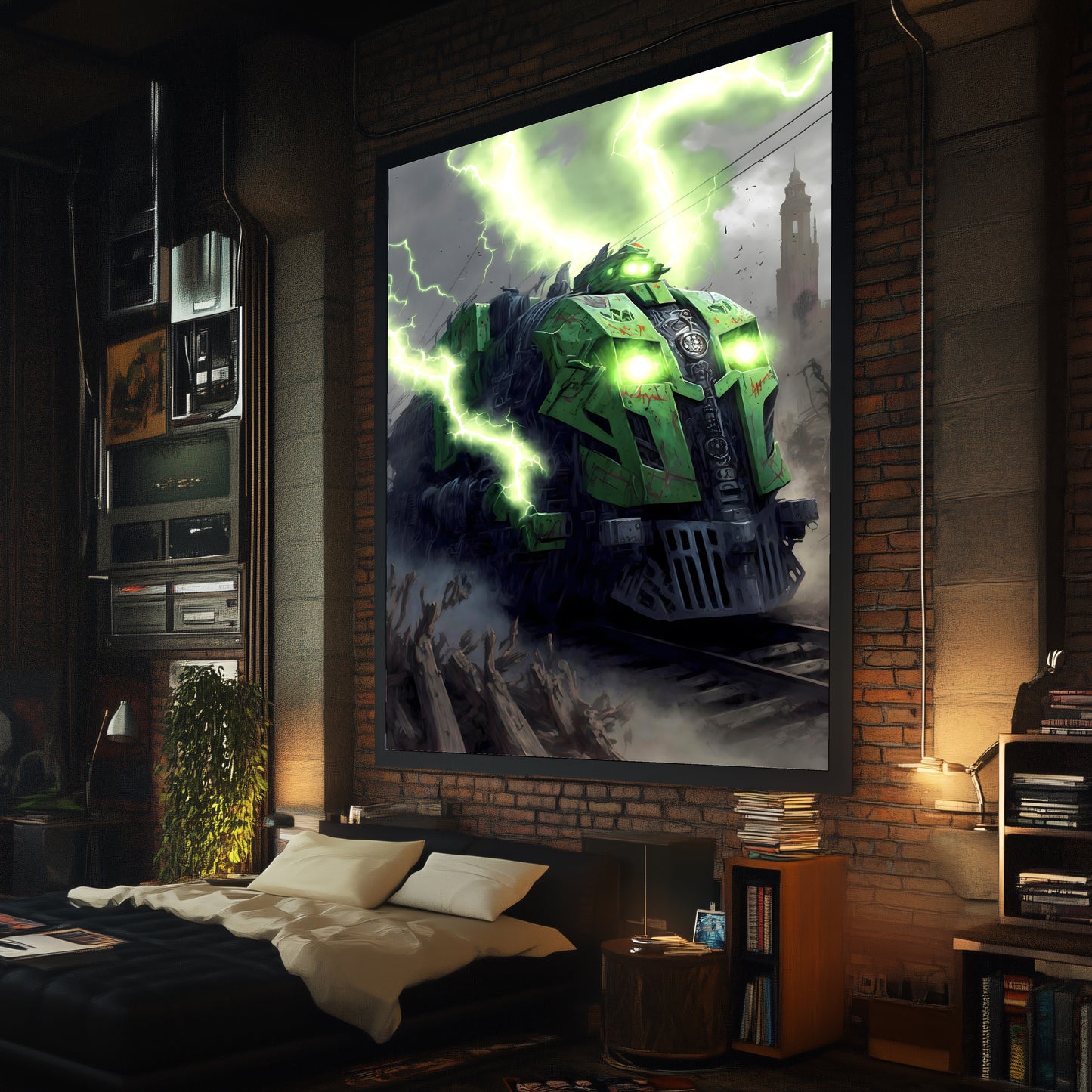 Zombie Train Poster – Shadowbane Revenant | Awe-Inspiring Wall Art for Sci-Fi & Fantasy Train Enthusiasts | Unique and Exclusive Artwork