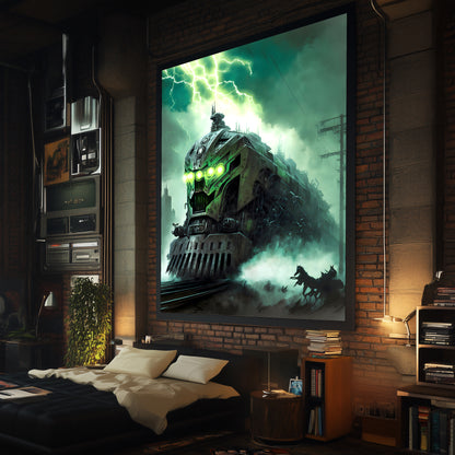 Zombie Train Poster – Hellforge Executor | Awe-Inspiring Wall Art for Sci-Fi & Fantasy Train Enthusiasts | Unique and Exclusive Artwork