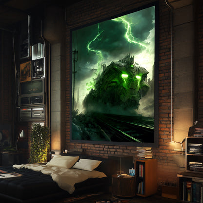 Zombie Train Poster – Wraithstorm Oppressor | Awe-Inspiring Wall Art for Sci-Fi & Fantasy Train Enthusiasts | Unique and Exclusive Artwork