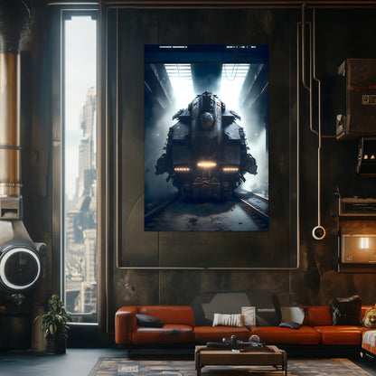 Diesel Train Poster – Aeternum Custos | Awe-Inspiring Wall Art for Sci-Fi & Fantasy Train Enthusiasts | Unique and Exclusive Artwork