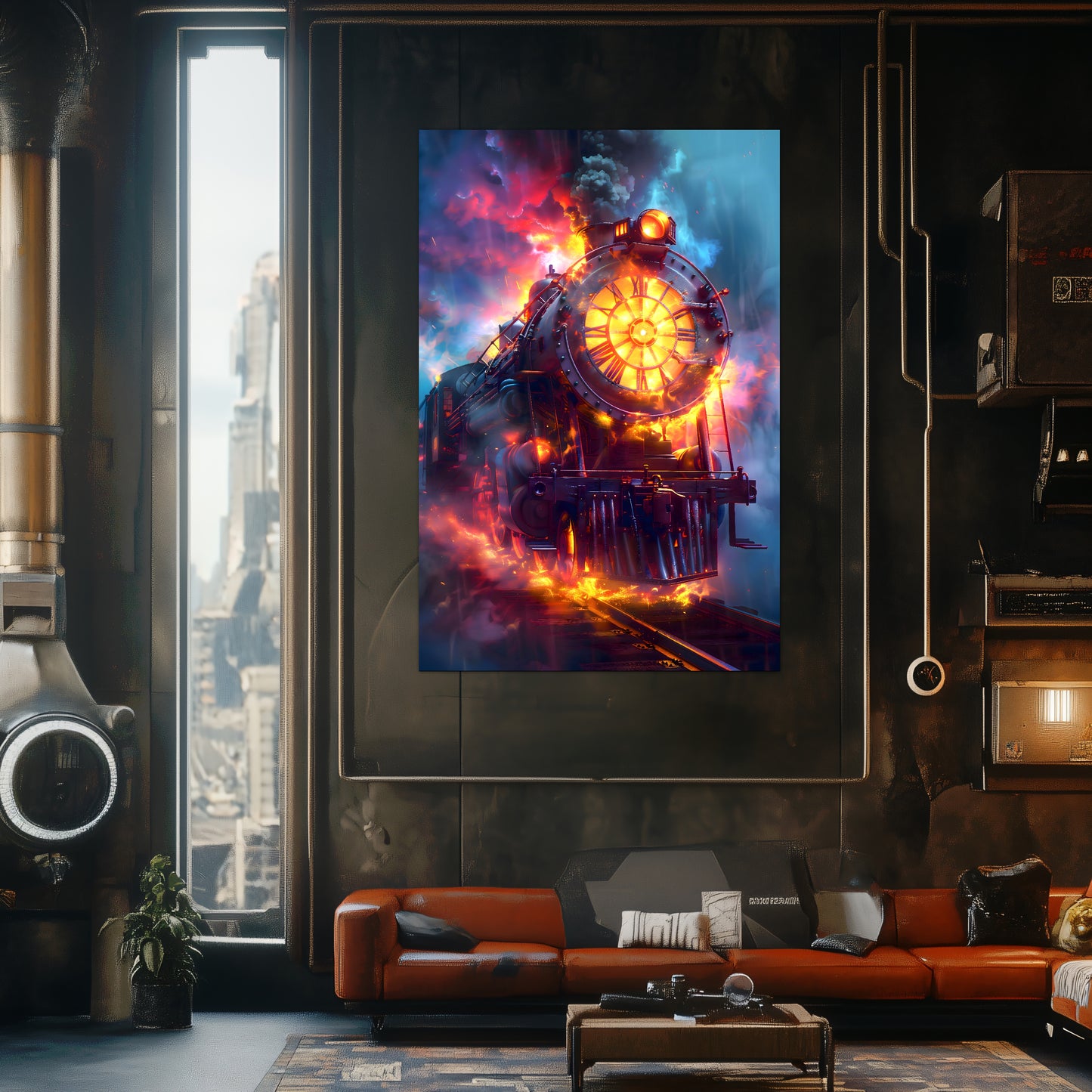 Steampunk Train Poster – Eternal Engine | Awe-Inspiring Wall Art for Sci-Fi & Fantasy Train Enthusiasts | Unique and Exclusive Artwork