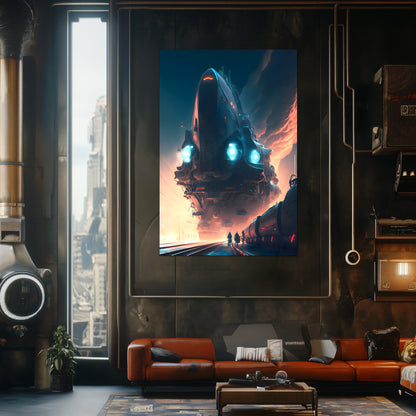 Cyberpunk Train Poster – Hyperion Elysian Metrocore | Awe-Inspiring Wall Art for Sci-Fi & Fantasy Train Enthusiasts | Unique and Exclusive Artwork